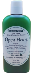 Body-Mind Open Heart Lotion for heart chakra and kidney and pericardium meridians. Helpful to support emotions of endurance under stress, grief recovery, feelings of acceptance. Made with Bach Flower Remedies, pure essential oils, artisan gem elixirs. Color charged.