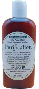 Body-Mind PurificationLotion for solar plexus chakra and liver and gallbladder meridians. Helpful to support emotions of self-assurance, goodwill towards others, decisiveness, embracing the now, releasing past disappointments. Made with Bach Flower Remedies, pure essential oils, artisan gem elixirs. Color charged.