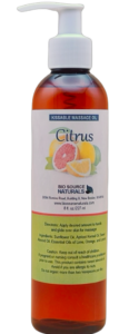 Citrus Kissable Massage Oil – Edible 8 oz formula with 100% plant-based oils for playful, uplifting massage